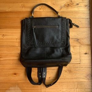 The Sak - Black Leather and Canvas Backpack